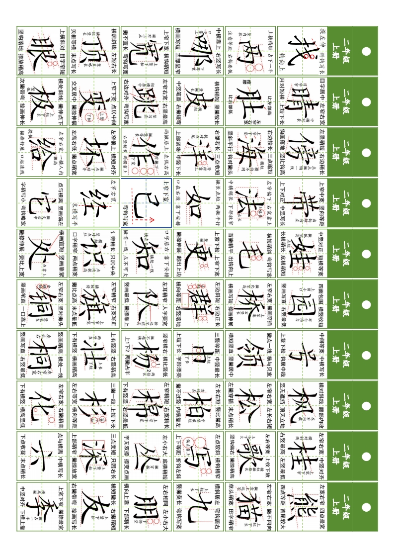 2年级同步精讲字卡结构分解（共10页）-五车芝士