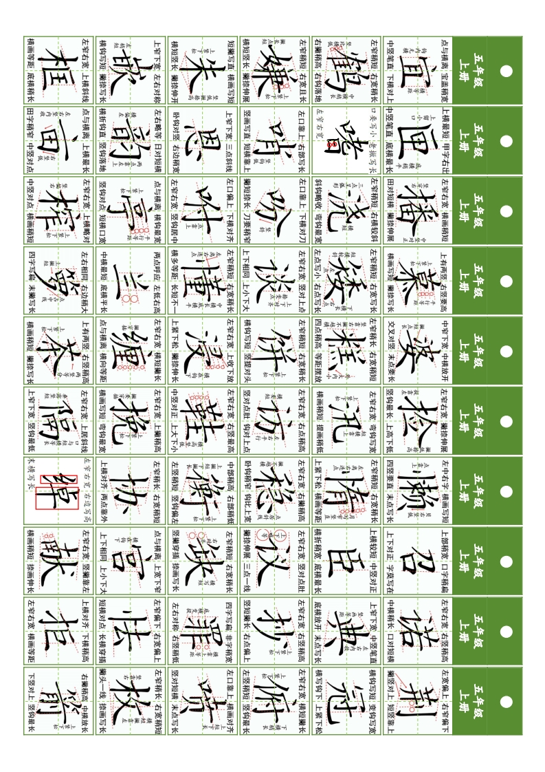 5年级同步精讲字卡结构分解（共7页）-五车芝士