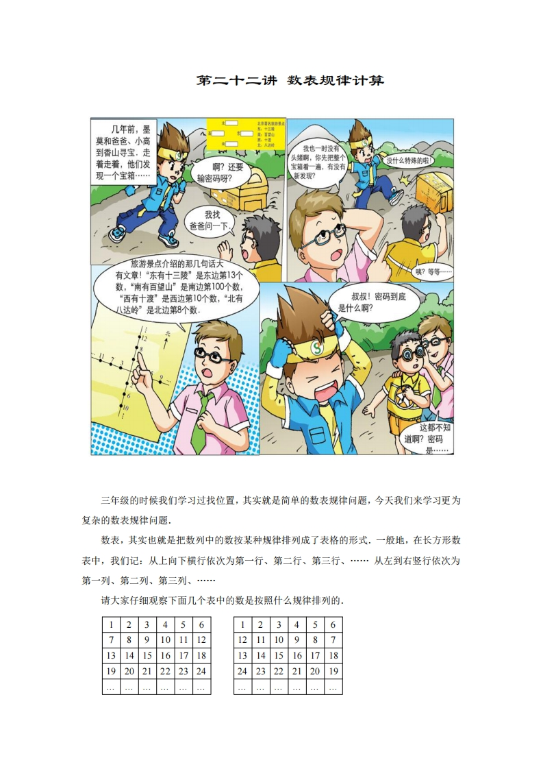 四年级奥数上第22讲-数表规律计算（带解析）-五车芝士